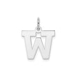 Sterling Silver W Pendant Charm, Polished Block Letter Initial Monogram Jewelry