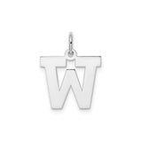 Sterling Silver W Pendant Charm, Polished Block Letter Initial Monogram Jewelry