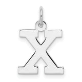 Sterling Silver Letter X Pendant Charm, Polished Block Initial Monogram Jewelry