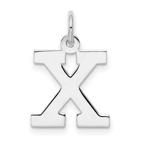 Sterling Silver Letter X Pendant Charm, Polished Block Initial Monogram Jewelry