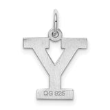Sterling Silver Letter Y Pendant Charm, Polished Block Initial Jewelry for Women or Unisex