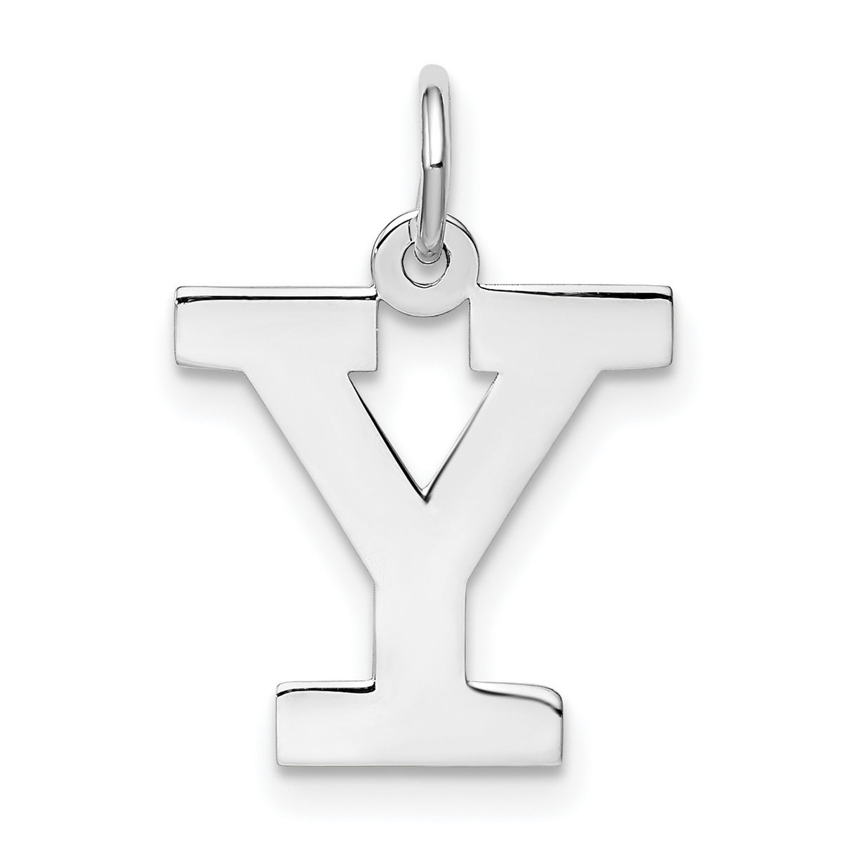 Sterling Silver Letter Y Pendant Charm, Polished Block Initial Jewelry for Women or Unisex