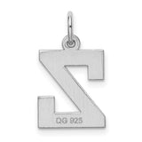 Sterling Silver Letter Z Pendant Charm, Block Style Initial Jewelry for Men and Women