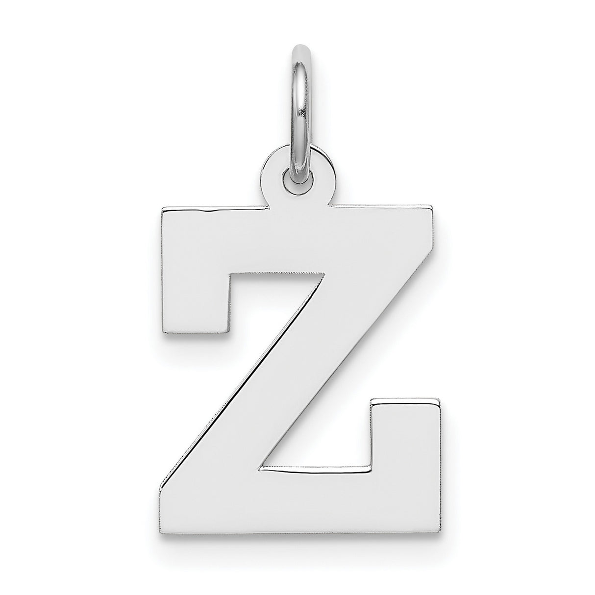 Sterling Silver Letter Z Pendant Charm, Block Style Initial Jewelry for Men and Women