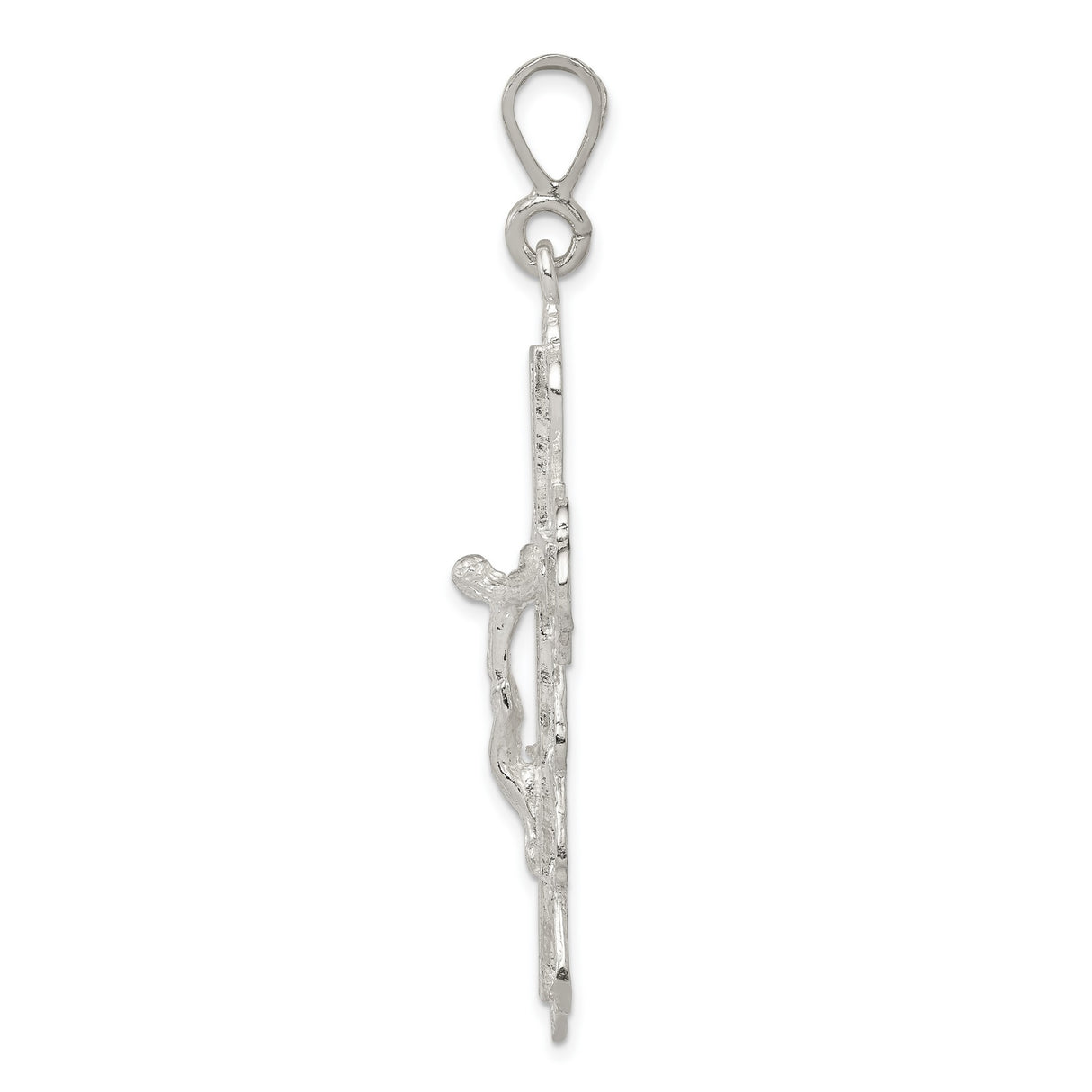 Sterling Silver Crucifix Cross Pendant with Christ Design and Matte Finish