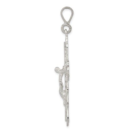 Sterling Silver Crucifix Cross Pendant with Christ Design and Matte Finish