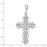 Sterling Silver Crucifix Cross Pendant with Christ Design and Matte Finish