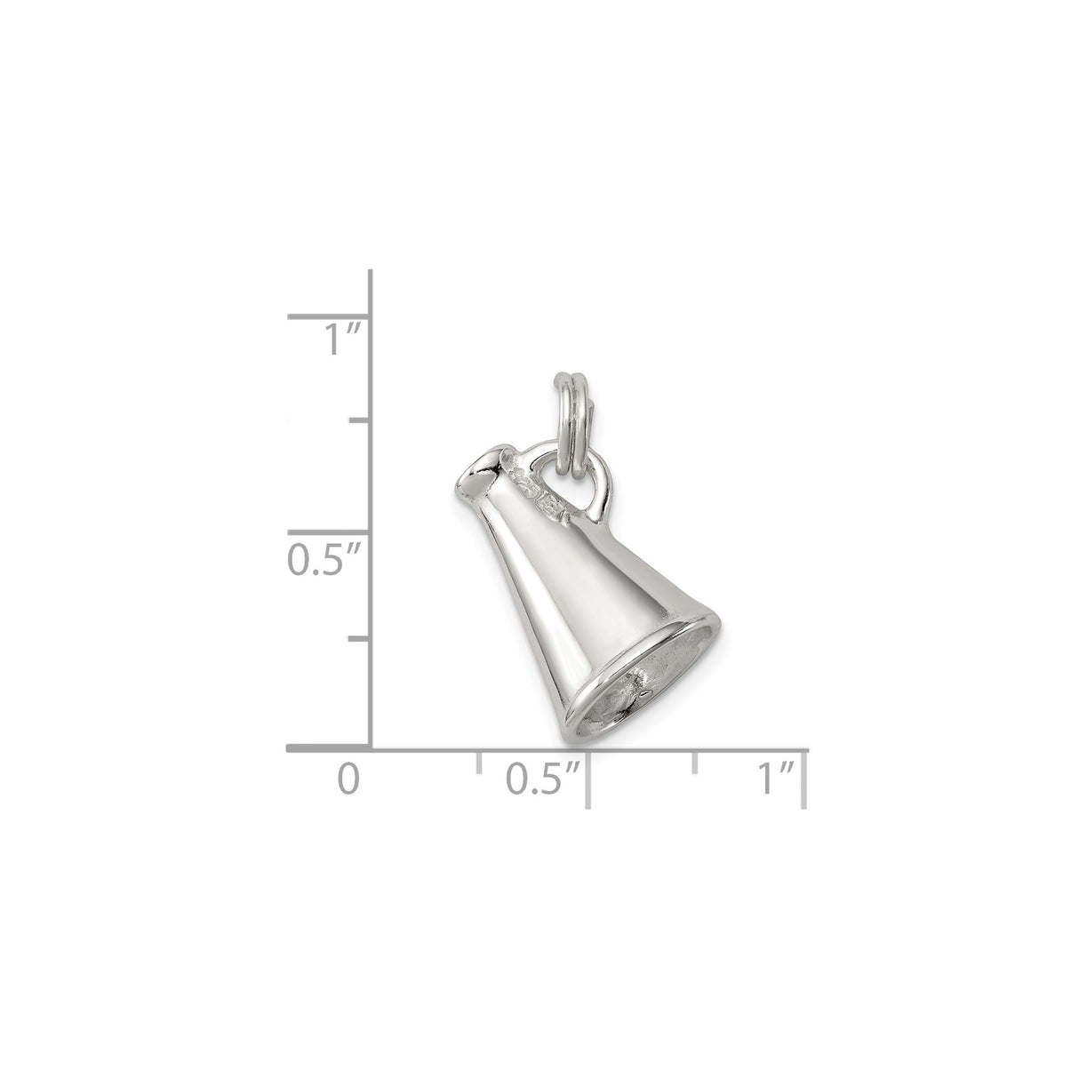 Sterling Silver Megaphone Charm Pendant, Polished Finish, Team Spirit Cheerleader Jewelry