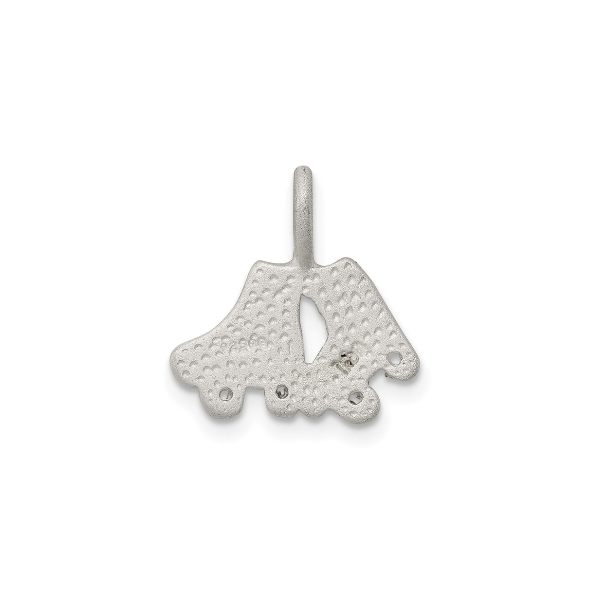 Sterling Silver Roller Skate Pendant with Textured and High Polish Finish, Vintage Quad Skates Charm