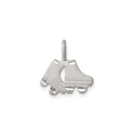 Sterling Silver Roller Skate Pendant with Textured and High Polish Finish, Vintage Quad Skates Charm
