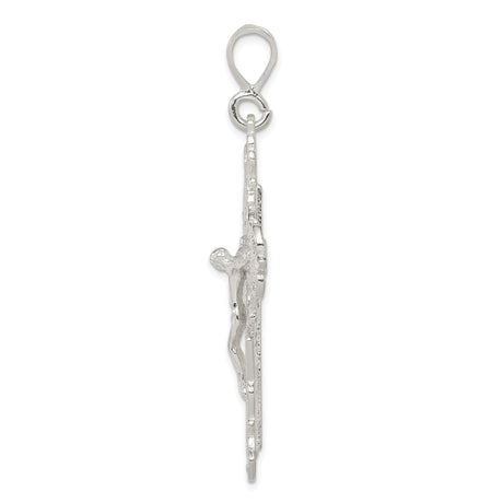 Sterling Silver Crucifix Pendant with Detailed Filigree Cross Design Christian Jewelry
