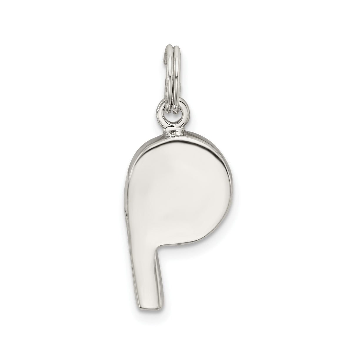 Sterling Silver Whistle Pendant, Smooth Polished Sports Charm for Coaches and Athletes