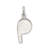 Sterling Silver Whistle Pendant, Smooth Polished Sports Charm for Coaches and Athletes