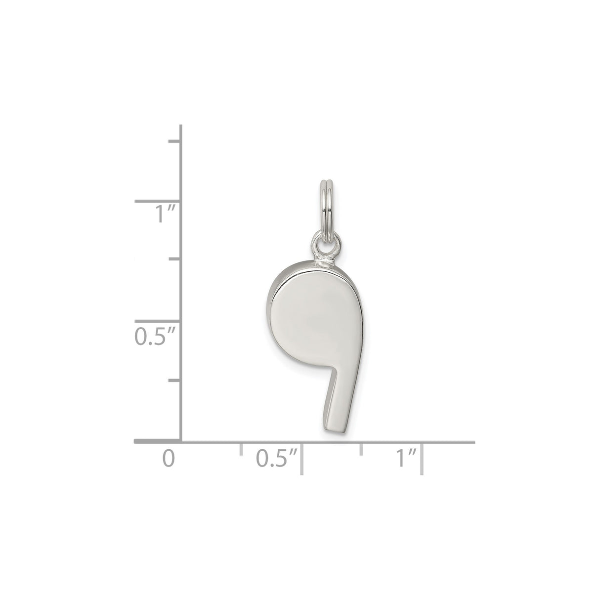 Sterling Silver Whistle Pendant, Smooth Polished Sports Charm for Coaches and Athletes