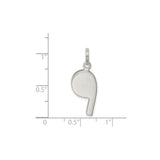 Sterling Silver Whistle Pendant, Smooth Polished Sports Charm for Coaches and Athletes