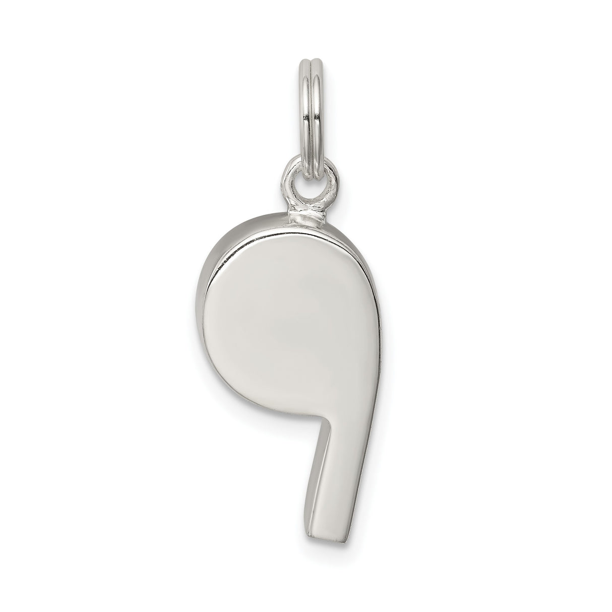 Sterling Silver Whistle Pendant, Smooth Polished Sports Charm for Coaches and Athletes