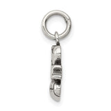 I Love Football Words with Heart and Ball Charm Pendant in Real 925 Sterling Silver