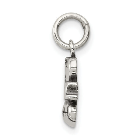 I Love Football Words with Heart and Ball Charm Pendant in Real 925 Sterling Silver