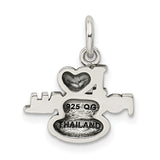 I Love Football Words with Heart and Ball Charm Pendant in Real 925 Sterling Silver