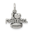 I Love Football Words with Heart and Ball Charm Pendant in Real 925 Sterling Silver