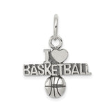 Sterling Silver Basketball Heart Pendant Charm, Sports Theme Jewelry for Fans and Athletes