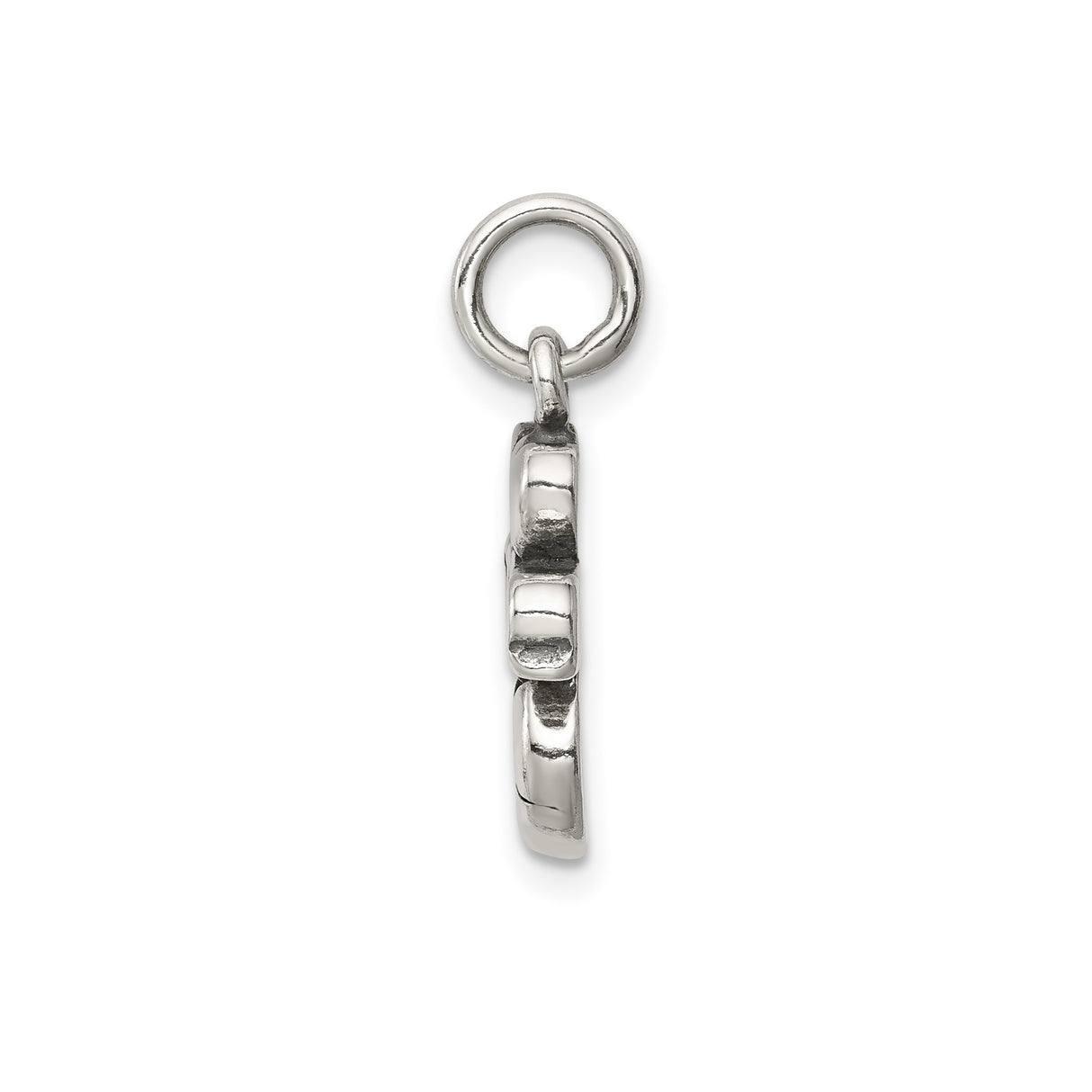 Sterling Silver Soccer Pendant Charm with Heart and Bold Lettering Design