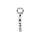 Sterling Silver Soccer Pendant Charm with Heart and Bold Lettering Design