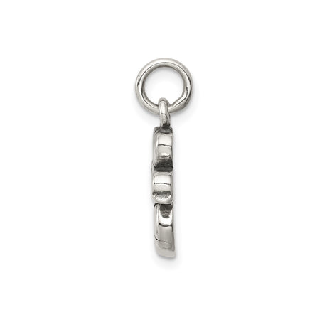 Sterling Silver Soccer Pendant Charm with Heart and Bold Lettering Design
