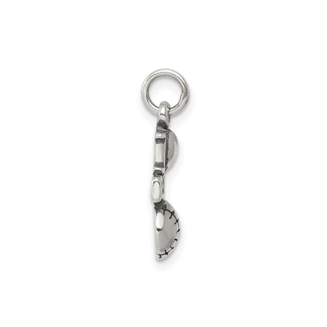 Sterling Silver Baseball Pendant Charm with Heart Design and I Love Baseball Message