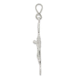 Sterling Silver Crucifix Cross Pendant with Sculpted Jesus, Gothic Fleur Design
