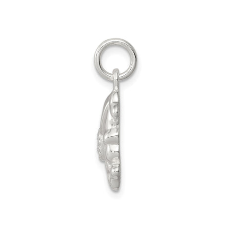 Sterling Silver Pirate Skull Pendant with Cubic Zirconia Eye Patch and Crossbones Design