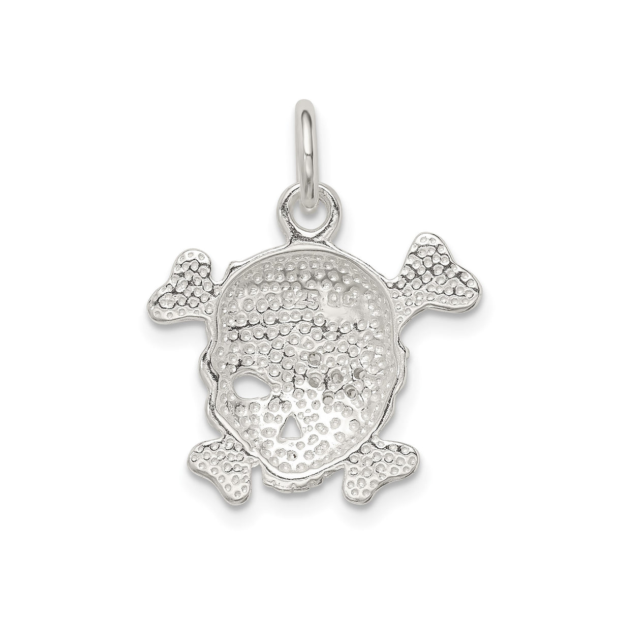 Sterling Silver Pirate Skull Pendant with Cubic Zirconia Eye Patch and Crossbones Design