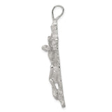 Sterling Silver Crucifix Cross Pendant with Hammered Texture and Jesus Figure
