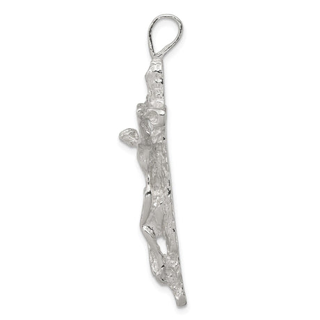 Sterling Silver Crucifix Cross Pendant with Hammered Texture and Jesus Figure