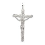 Sterling Silver Crucifix Cross Pendant with Hammered Texture and Jesus Figure