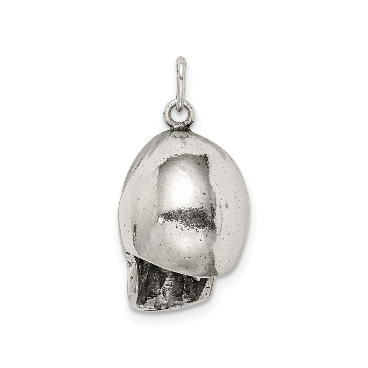 Sterling Silver Skull Pendant with 3D Hollow Eyes and Teeth, Gothic Biker Style Jewelry for Men