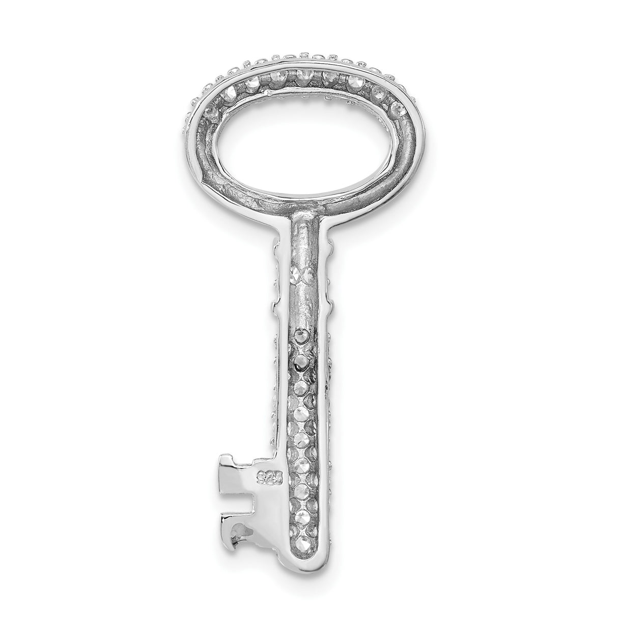 Sterling Silver Key Pendant with Cubic Zirconia and Heart Charm Design for Women