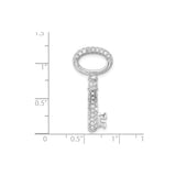 Sterling Silver Key Pendant with Cubic Zirconia and Heart Charm Design for Women