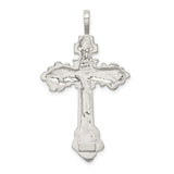 Sterling Silver Crucifix Cross Pendant with Jesus Figure, Textured Catholic Faith Charm