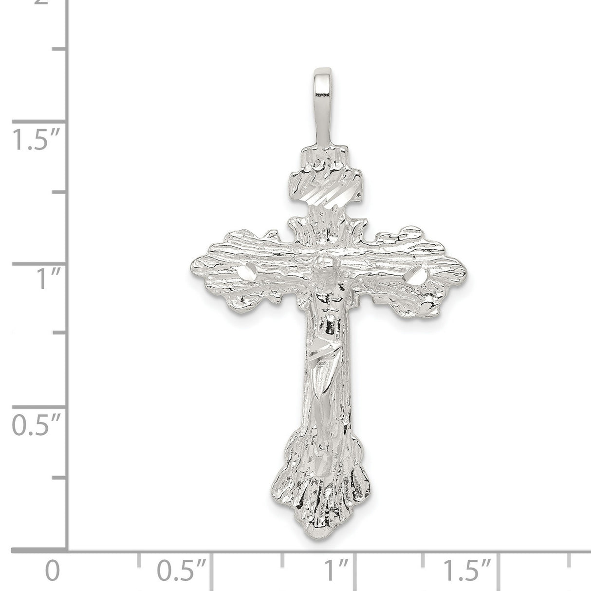 Sterling Silver Crucifix Cross Pendant with Jesus Figure, Textured Catholic Faith Charm