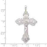 Sterling Silver Crucifix Cross Pendant with Jesus Figure, Textured Catholic Faith Charm