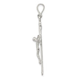 Sterling Silver Crucifix Cross Pendant with Textured Latin Cross and Christ Figure