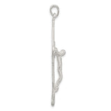 Sterling Silver Crucifix Cross Pendant with Etched Jesus Figure and Flared Latin Ends