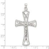 Sterling Silver Crucifix Cross Pendant with Etched Jesus Figure and Flared Latin Ends