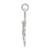 Sterling Silver Crucifix Pendant with Artistic Filigree Design Featuring Jesus on the Cross
