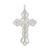 Sterling Silver Crucifix Pendant with Artistic Filigree Design Featuring Jesus on the Cross