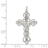 Sterling Silver Crucifix Pendant with Artistic Filigree Design Featuring Jesus on the Cross
