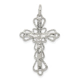 Sterling Silver Crucifix Pendant with Artistic Filigree Design Featuring Jesus on the Cross