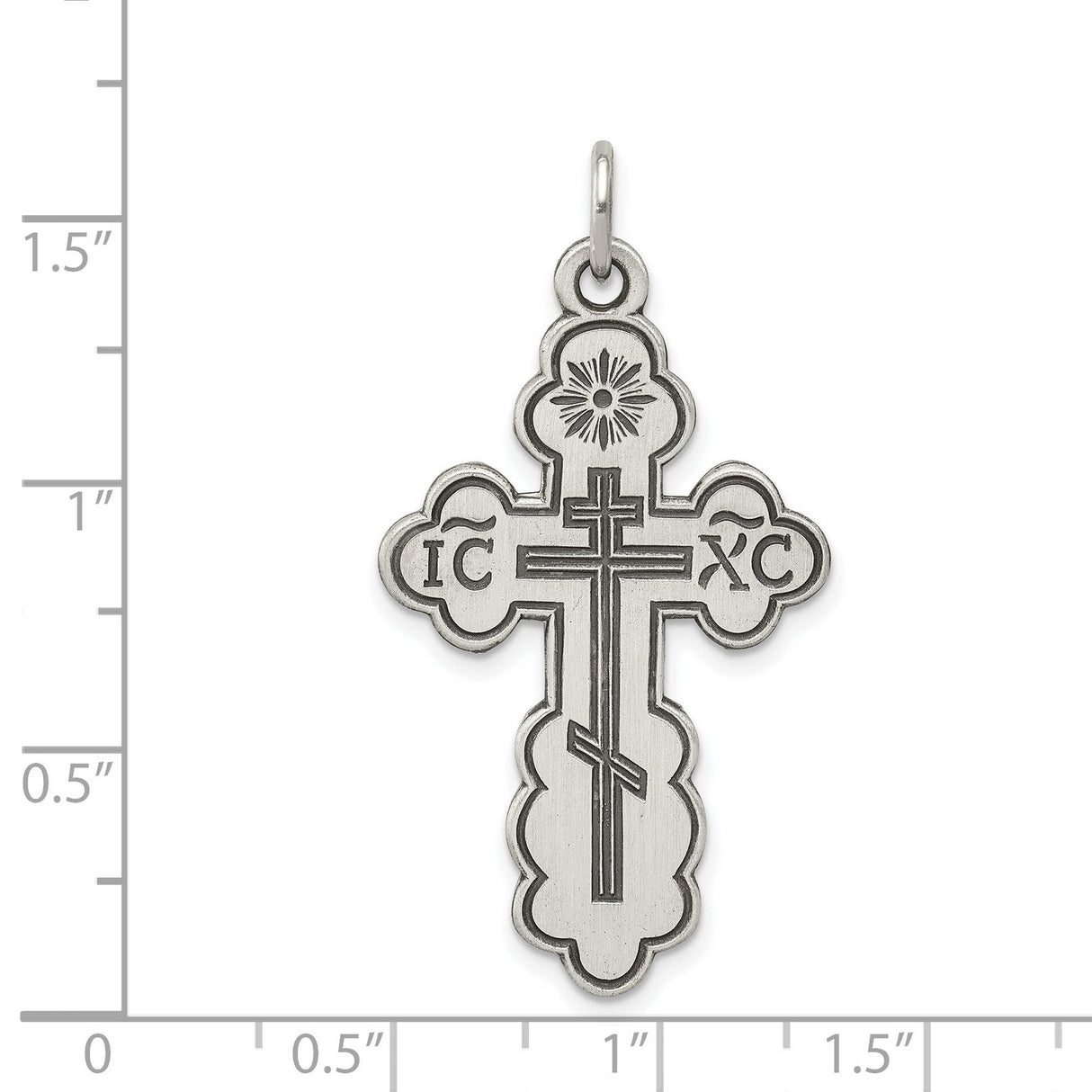 Solid Eastern Orthodox Cross Charm Pendant in Real 925 Sterling Silver