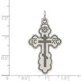 Solid Eastern Orthodox Cross Charm Pendant in Real 925 Sterling Silver